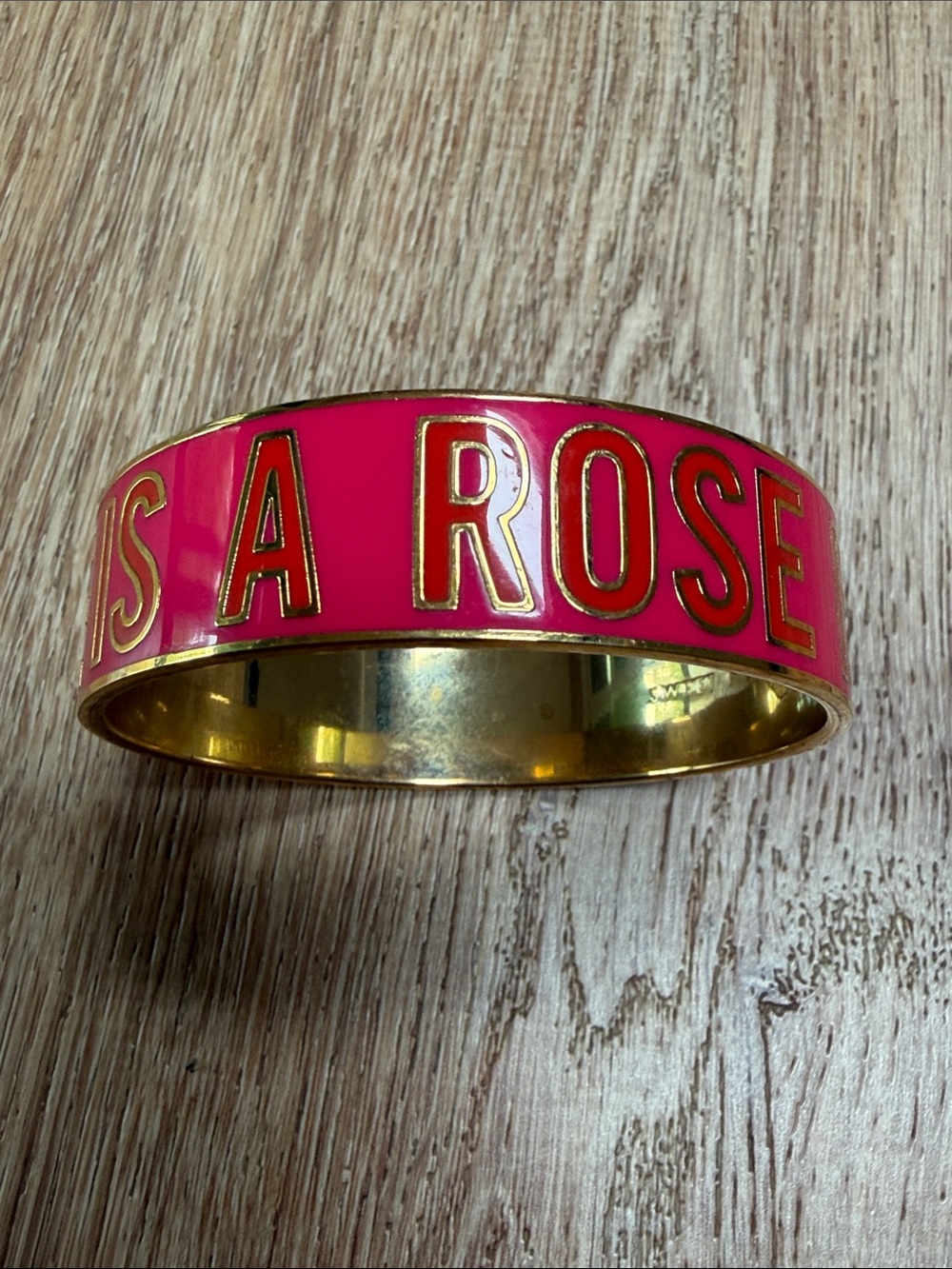 kate spade Hot Pink Enamel Gold-Tone Logo Bangle